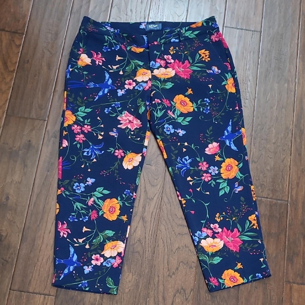 Old Navy Floral Print Harper Mid-Rise Pants size 12